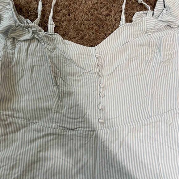 Blue White Striped Cold Shoulder Challis Dress - Picture 5 of 12